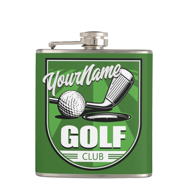 Golf Club NAME Pro Golfer Player Personalised  Hip Flask (Front)