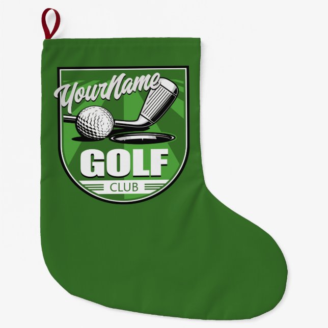Golf Club NAME Pro Golfer Player Personalised   Large Christmas Stocking (Front)