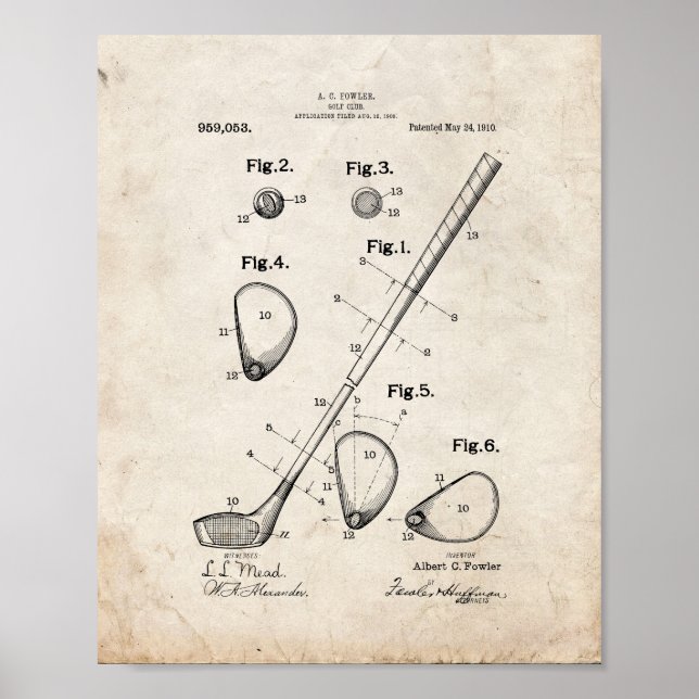 Golf-club Patent - Old Look Poster (Front)