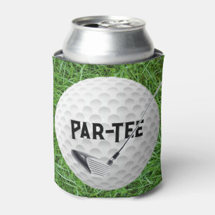 Golf Club with Ball On Green Grass Can Cooler