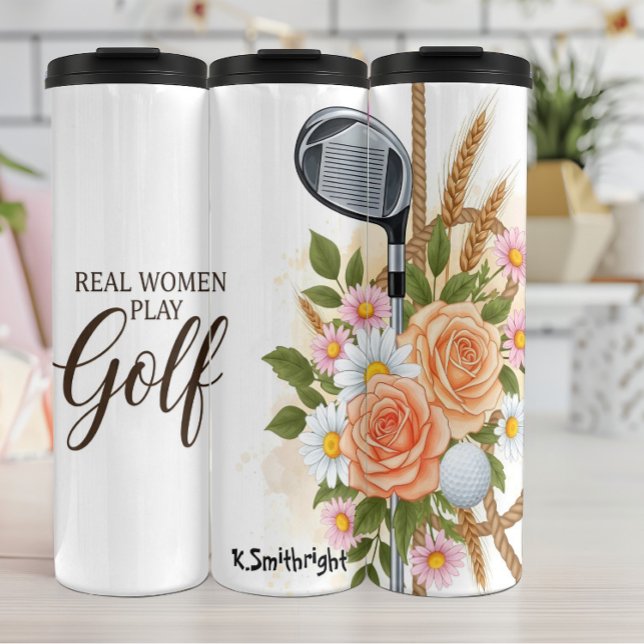 Golf Club with Floral Arrangement Thermal Tumbler (Creator Uploaded)