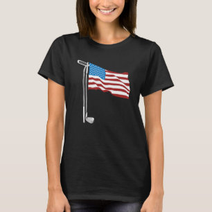 Golf Clubs American Flag 4th Of July T-Shirt