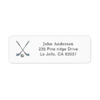 Golf clubs and ball Golfers Return Address
