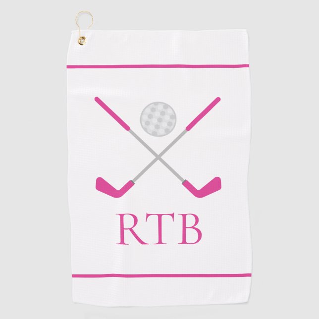 Golf Clubs and Ball Personalised Golf Towel (Front)