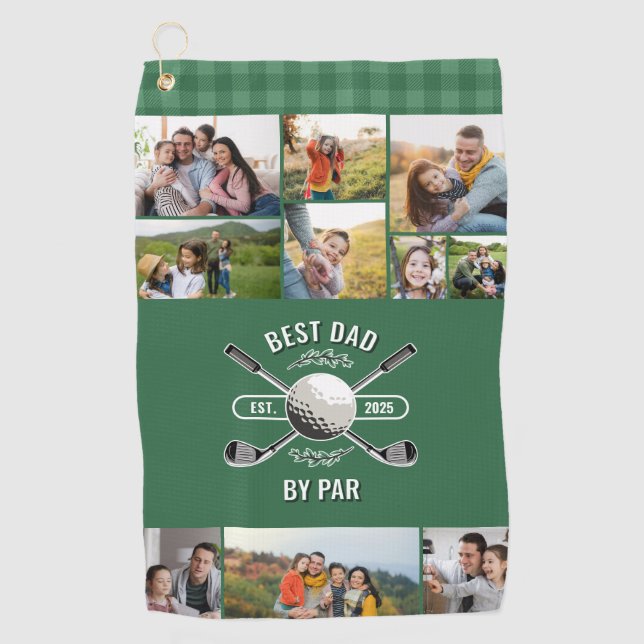 Golf Clubs & Ball 10 Photos Best Dad By Par Golf Towel (Front)