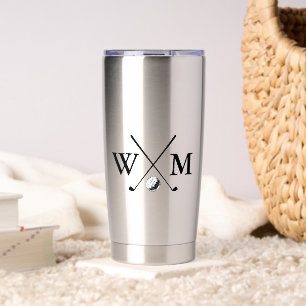 Golf Clubs Ball Personalised Monogram Initial Gift Insulated Tumbler