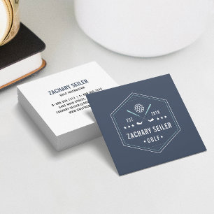 Golf Clubs Logo   Golf Pro or Instructor Square Business Card