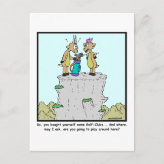 Golf clubs: Mountain Goat cartoon Postcard