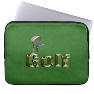 Golf Clubs On Green Denim, Laptop Sleeve