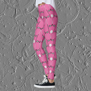 Golf clubs pattern bright pink leggings