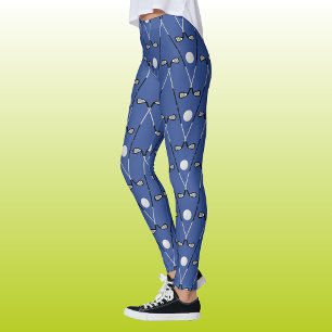 Golf clubs pattern cool blue leggings