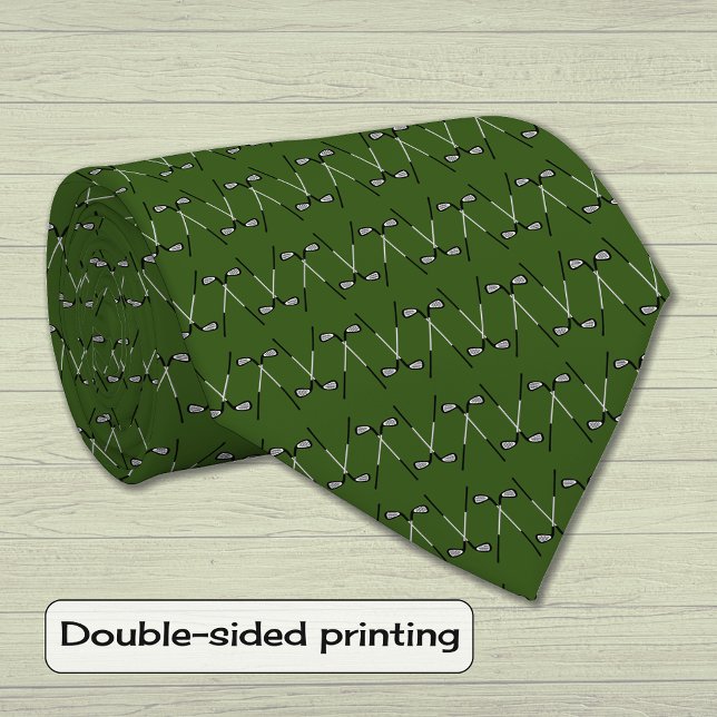 Golf clubs pattern forest green tie (Creator Uploaded)