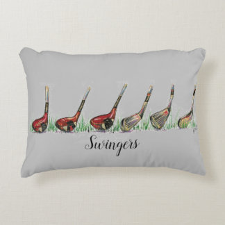Golf clubs, Swingers" pillow