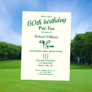 Golf Clubs Themed Par Tee 60th Birthday Party Invi Invitation