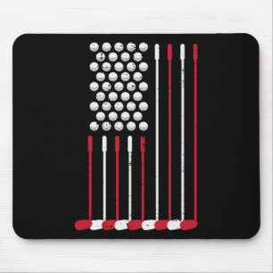 Golf Clubs Us Flag 4th July Patriotic Golfer Dad M Mouse Pad