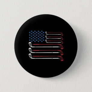 Golf Clubs Usa Flag Red White And Blue  6 Cm Round Badge