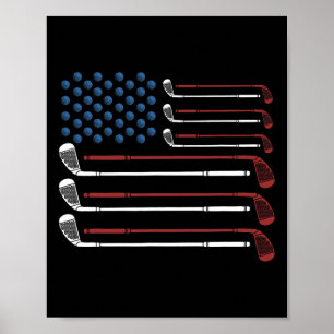 Golf Clubs Usa Flag Red White And Blue Poster