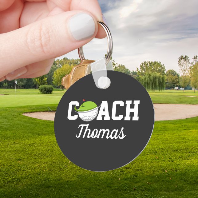 Golf Coach Golfer Ball Typography Personalised  Key Ring (Creator Uploaded)