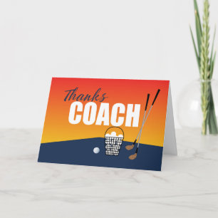 Golf Coach Thank You on Blue and Orange Card