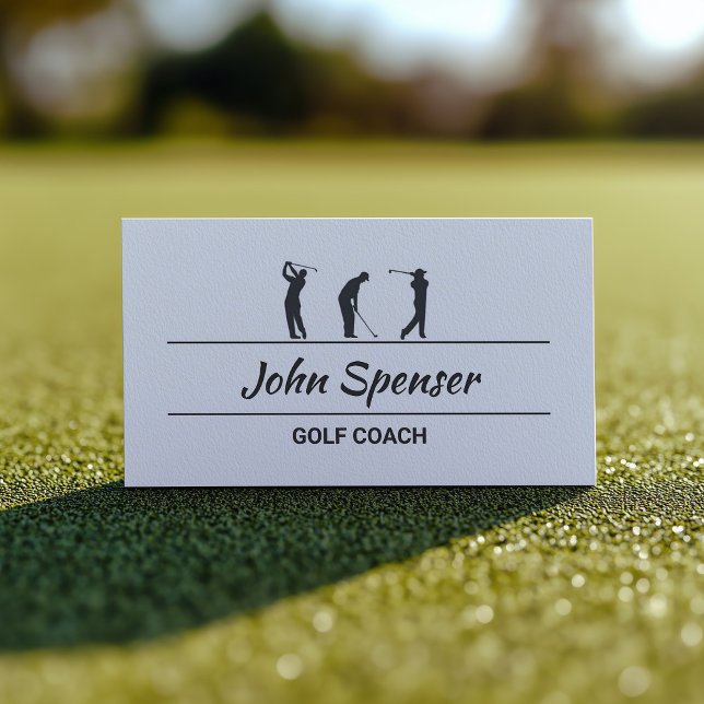 Golf Coach Trainer Simple Design White Card (Perfect for business)
