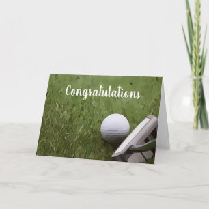 Golf Congratulation with golf ball and putter Card
