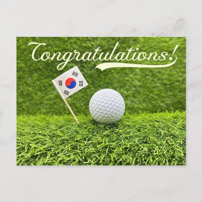 Golf Congratulations for Korean Golfer Postcard (Front)