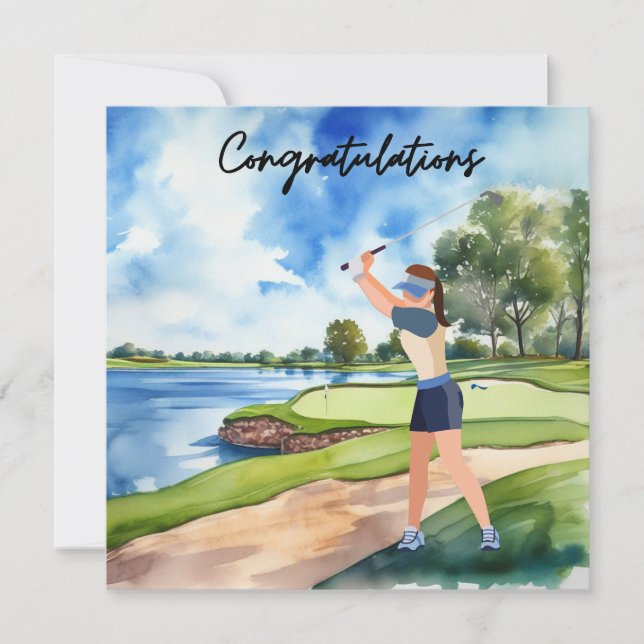 Golf Congratulations Golf Card for Lady Golfer (Front)