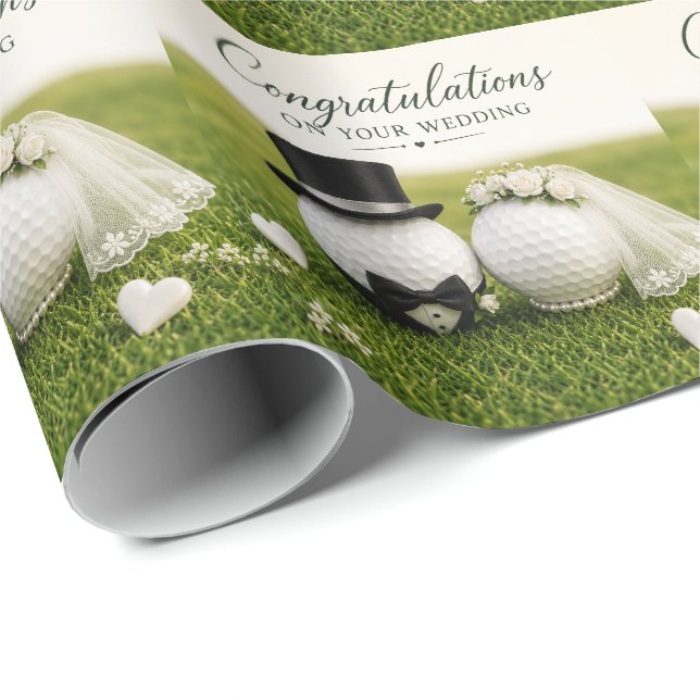 Golf Congratulations on Wedding for Golfer Wrapping Paper (Roll Corner)