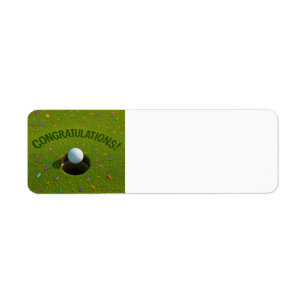 Golf Congratulations text next to the hole Return Address Label