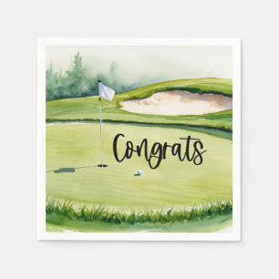 Golf Congratulations text on putting green Napkin