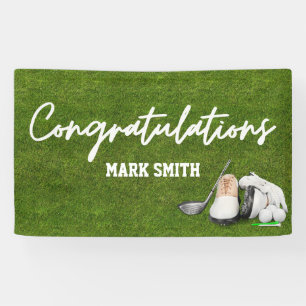 Golf Congratulations with golf ball on green Banner