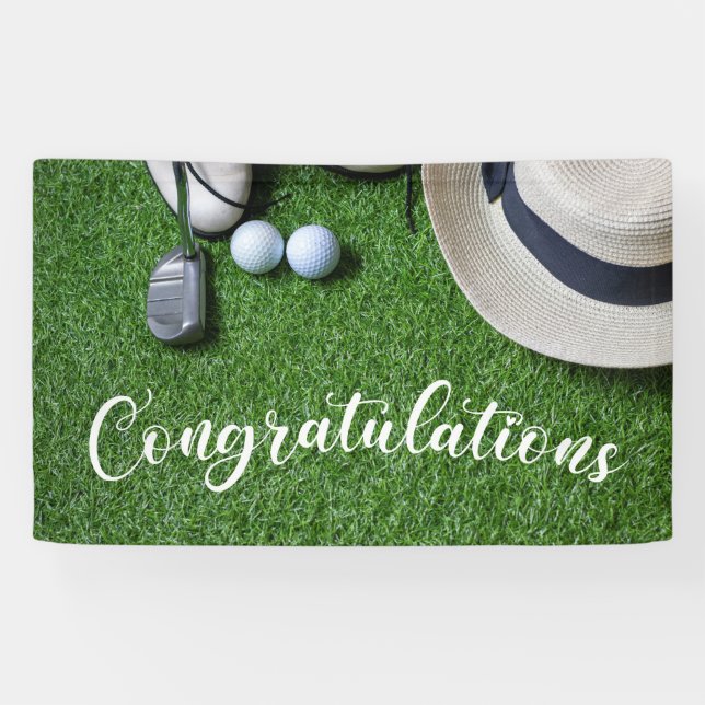 Golf Congratulations with golf shoe hat putter Banner (Horizontal)