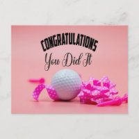 Golf Congratulations you did it lady golfer pink