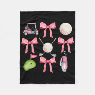 Golf Coquette Bow Golf Ball Mum Game Day Golfing G Fleece Blanket