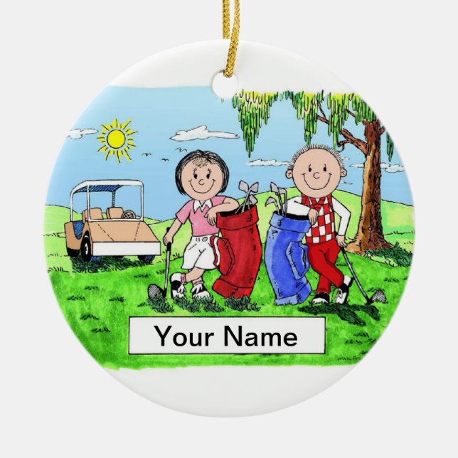 Golf Couple Ceramic Ornament (Front)