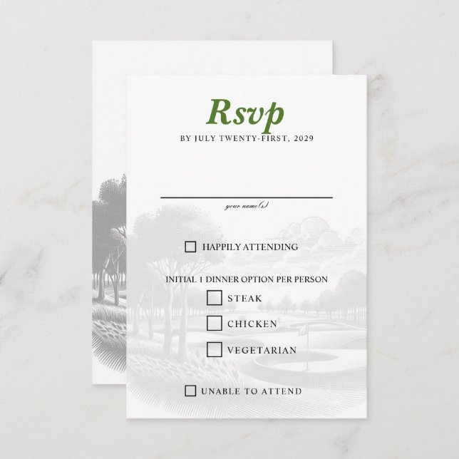 Golf Couple Food Choices RSVP Card (Front/Back)