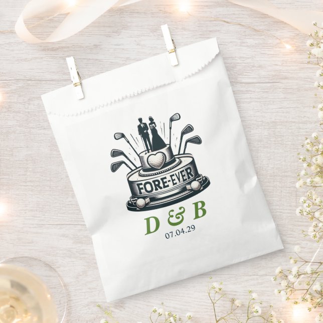 Golf Couple Wedding Favour Bag (Clipped)