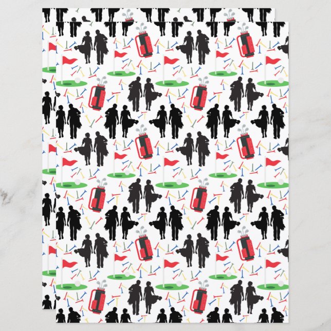 Golf Couples Scrapbook Paper (Front/Back)