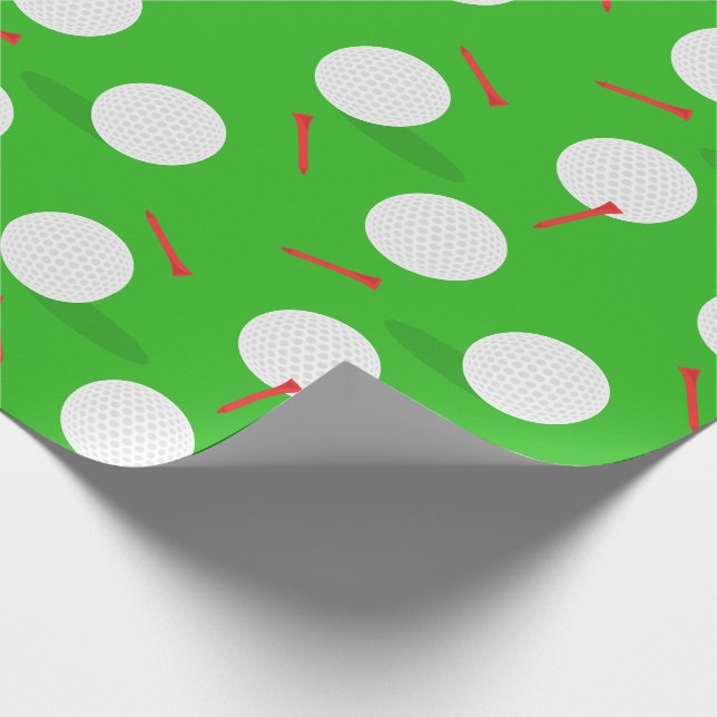 Golf Course Balls and Tees Pattern Wrapping Paper (Corner)