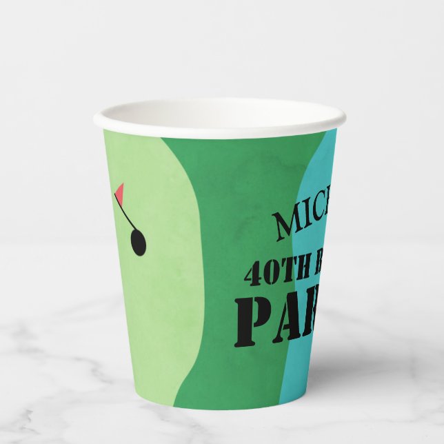 Golf Course Birthday Par-Tee With Name Paper Cups (Front)