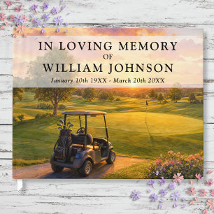 Golf Course Buggy Celebration of Life Funeral Guest Book