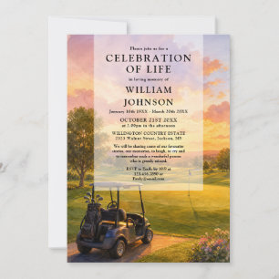Golf Course Buggy Celebration of Life Funeral Invitation