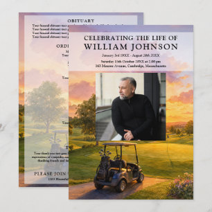 Golf Course Buggy Funeral Order Of Service Photo Program