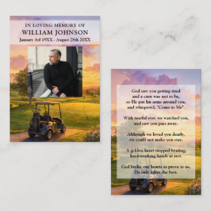 Golf Course Buggy Funeral Prayer Poem Photo Cards