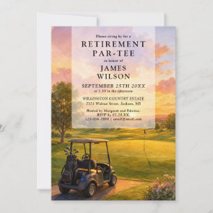 Golf Course Buggy Retirement Partee Party Invitation