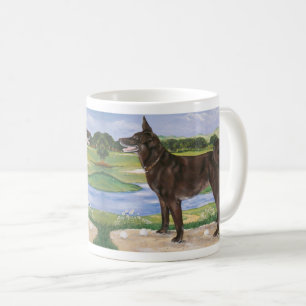 Golf Course Dog Chocolate Lab Mix Funny Coffee Mug