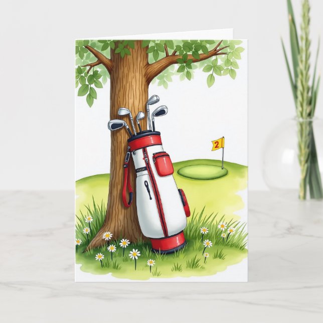 Golf Course Fathers Day Scene Card (Front)