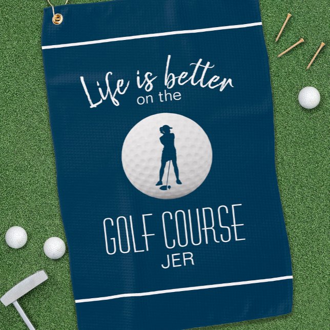 Golf Course Golfer Life Quote Lady Blue Custom Towel (Creator Uploaded)