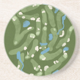 Golf course graphic on stone coaster