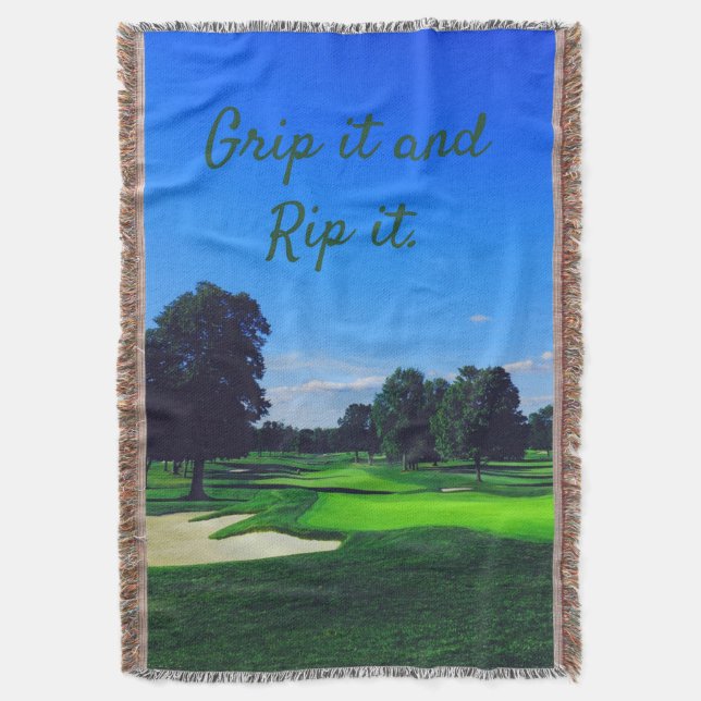 Golf Course Grip it and Rip it Throw Blanket (Front Vertical)